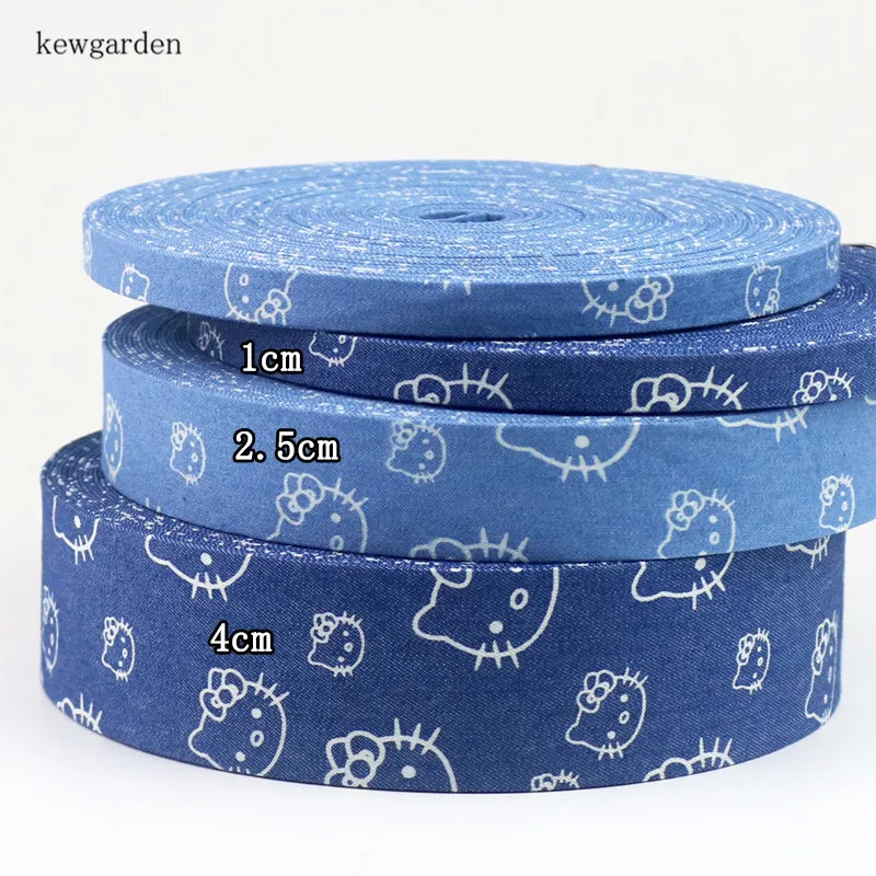Kewgarden 38 мм 1 1/2 &quotджинсовая синяя лента с цветочным принтом для кошки бриллиант DIY