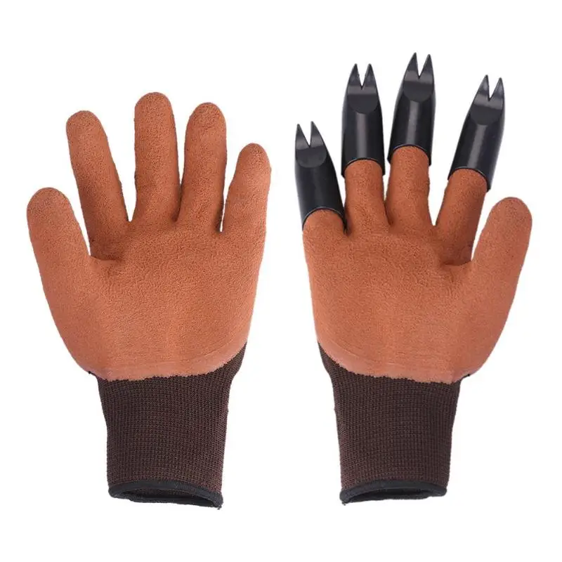 

1 Pair Garden Gloves Garden Genie Rubber Gloves with 8 ABS Plastic Fingertips Sharp Claws for Digging Planting Dropshipping