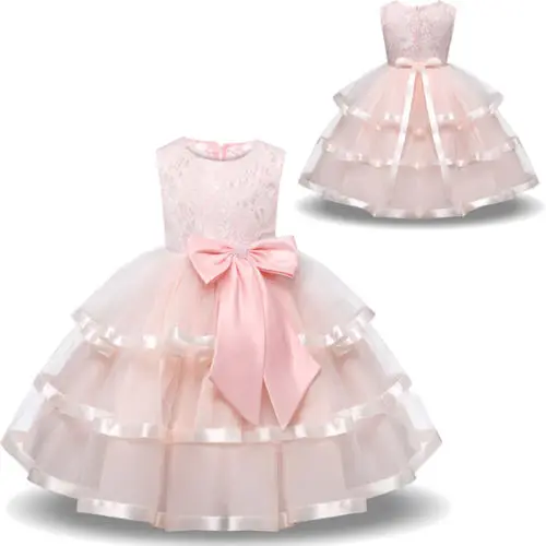 New Princess Kid Baby Flower Girls Party Rose Bowknot Sleeveless Voile Dress Wedding Bridesmaid Dresses 2-8T | Детская одежда и