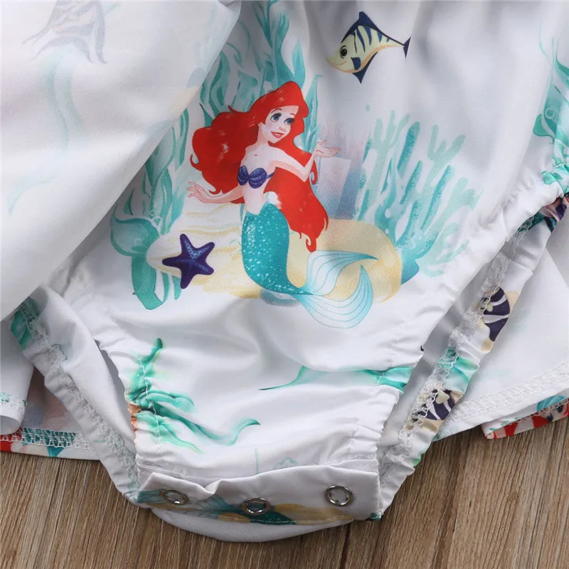 Mermaid Toddler Baby Girl Bodysuit Jumpsuit Dress Outfit Clothes Sunsuit O-neck Sleeveless 0M-3T Summer Cotton | Детская одежда и