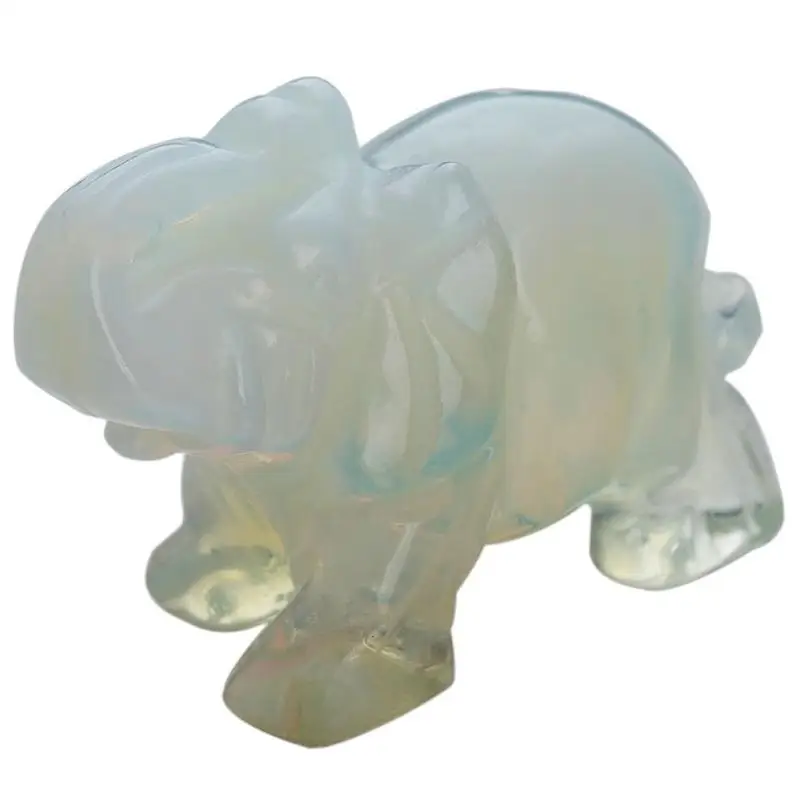 Colorful Jade Stone Elephant Animal Pocket Auspicious Carved Glass Statue Figurine Lucky Decor Craft Ornament | Дом и сад
