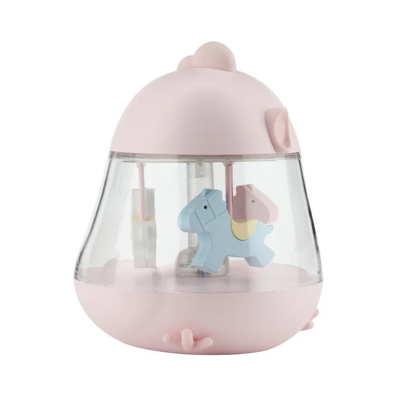 Children's Interesting Gift Usb Rotating Wooden Horse Music Lamp Led Colorful Atmosphere Eyeshield Touch Small Night-light | Лампы и