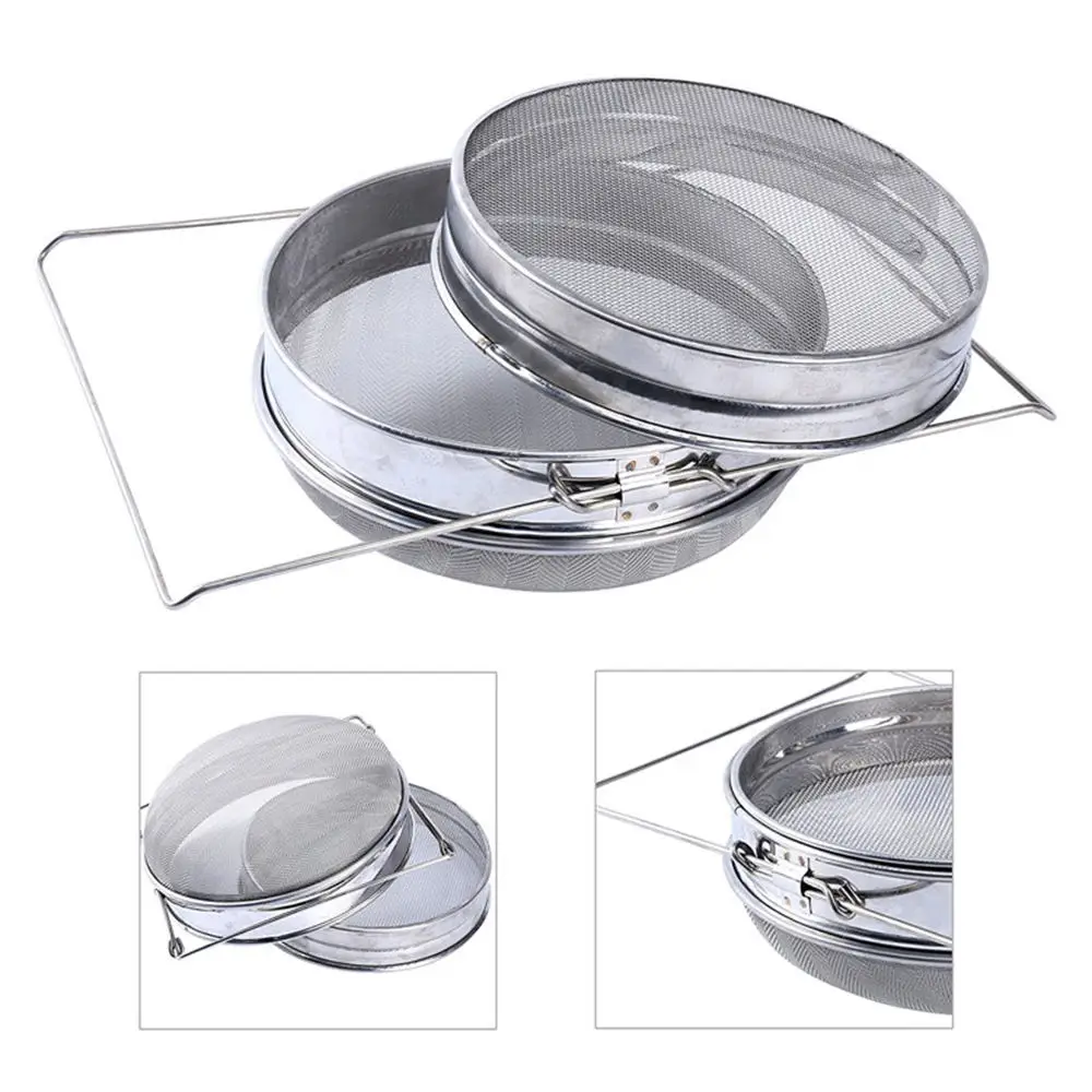 

New Honey Sieve Double Sieve Stainless Steel Beekeeping Equipment Filter Honey Impurity Double Layer Filter