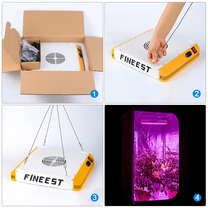 FINEEST Led Grow светильник полный спектр 4 шт. 1000 Вт Функция синхронизации