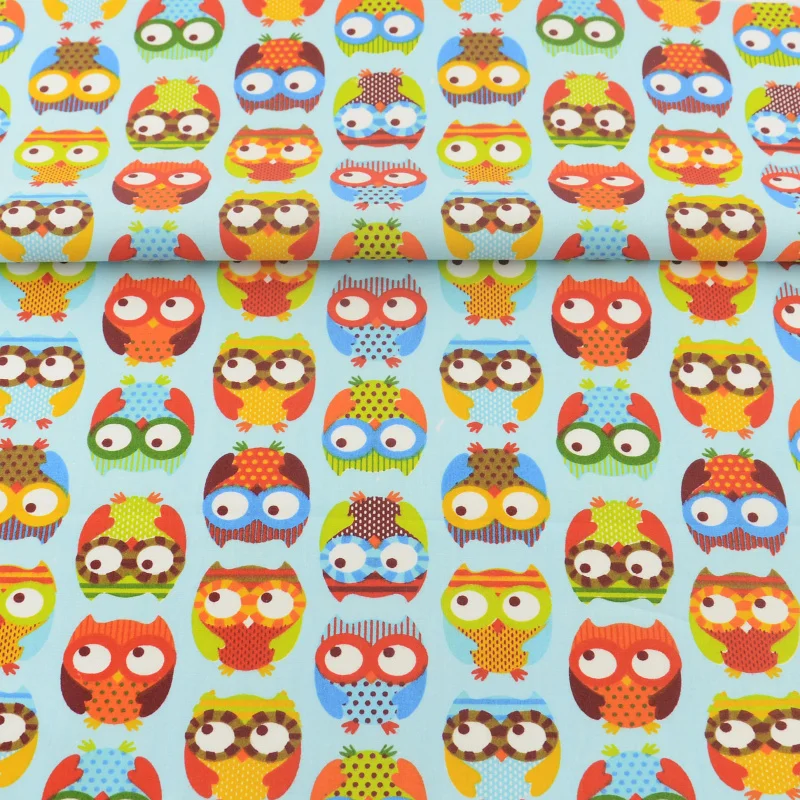 Blue 100% Cotton Fabric Bedding Twill Cloth Colored Owls Design Scrapbooking Crafts Quilting Patchwork Sewing Tecido Decoration|craft birthday gift