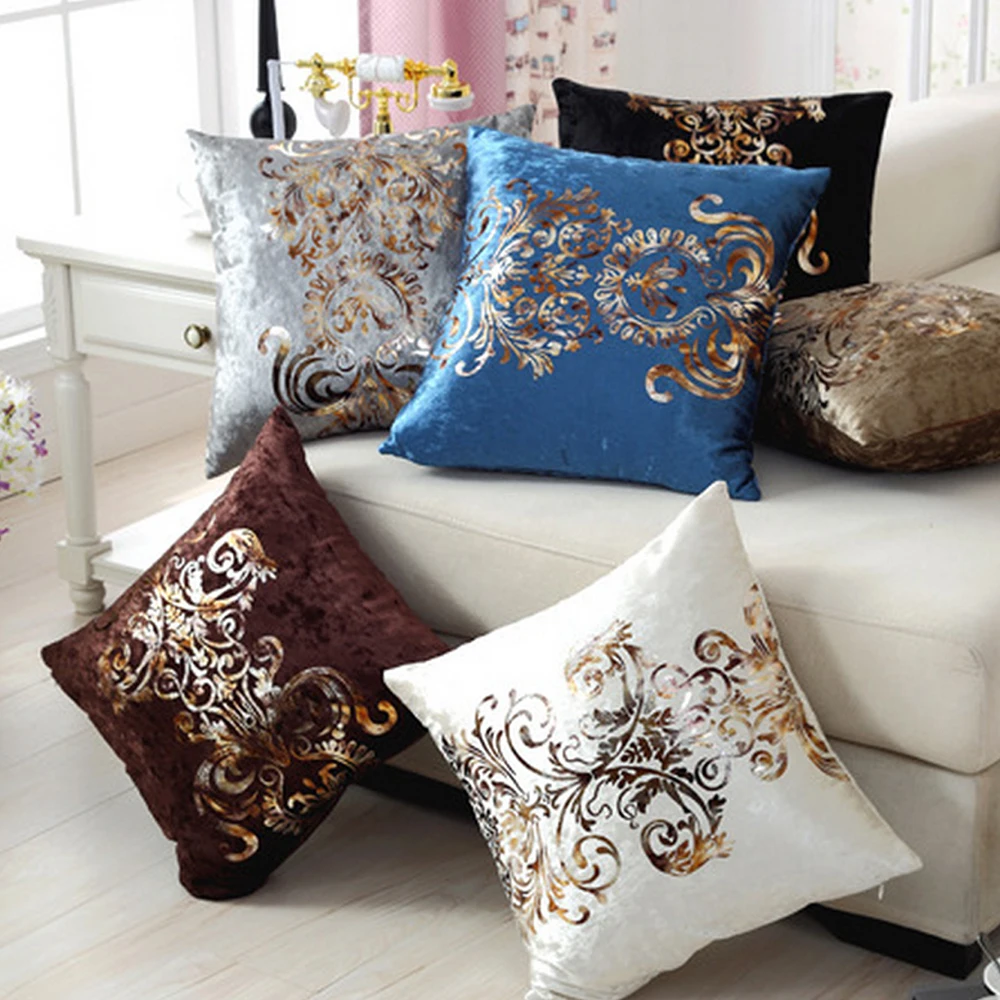 Style Luxurious Bronzing Pillow Cover Cushion Cover Golden Pint Velour Pillow Case dining table Chair Sofa Home Decor50