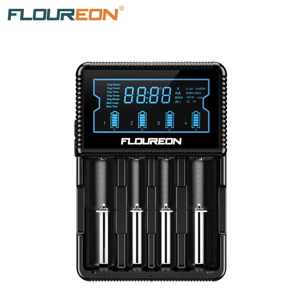 Интеллектуальный ЖК адаптер для зарядного устройства Floureon S4 Ni MH AA AAA Li Ion 18650 20700 21700