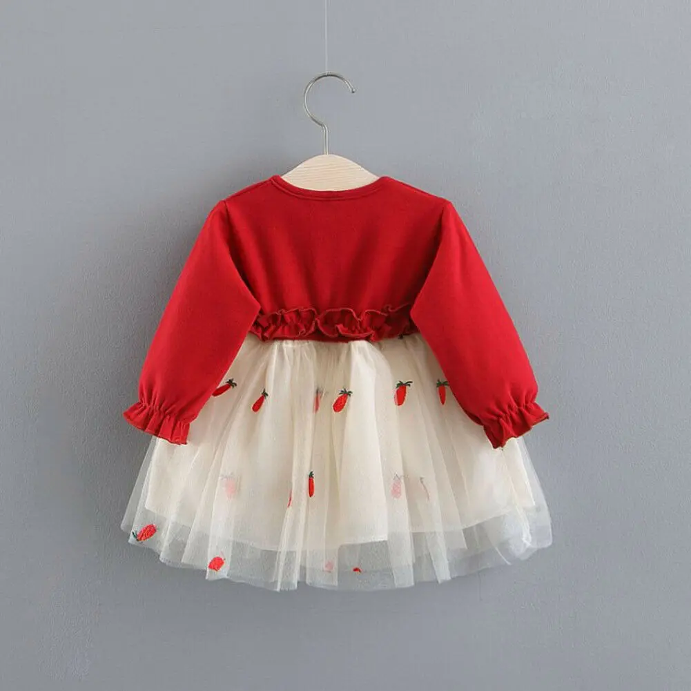 Princess Toddler Kids Baby Girl Long Sleeve Patchwork Pineapple Print Tutu Holiday Party Dress Clothes 6M-4Y | Детская одежда и