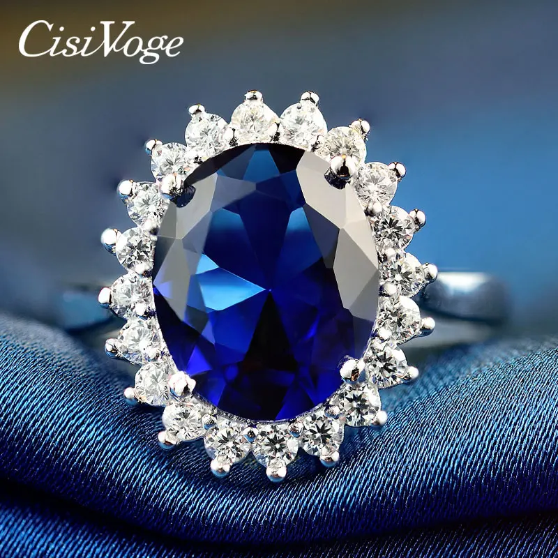CisiVoge роскошное 925 пробы Серебряное кольцо большой кристалл овальной формы камень