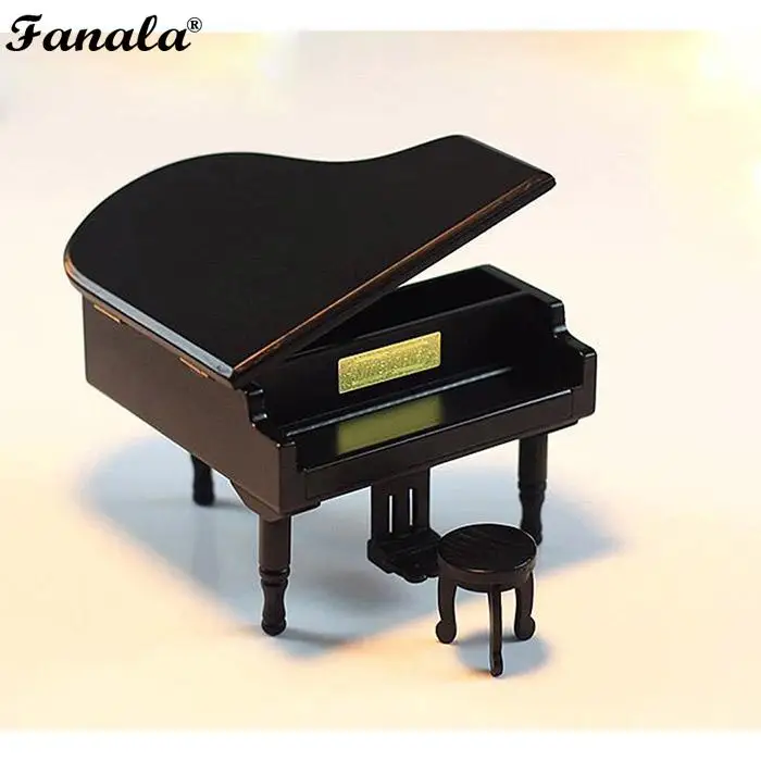 Мини деревянная музыкальная шкатулка для фортепиано домашние геометрические