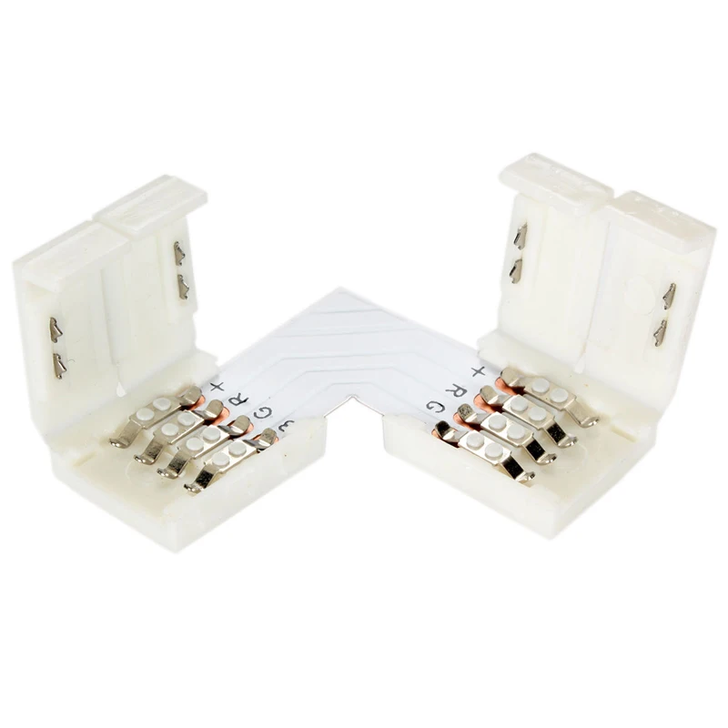 

10 мм 4-контактный угловой l-образный Разъем Светодиодная лента 90 градусов Угловые соединители зажимы RGB светодиодные ленты