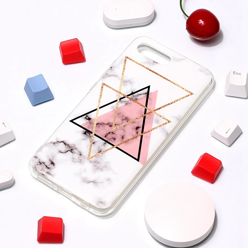 Honor 8X Marble Case For Huawei 8C 9 lite 10 Cover INS Style Unicorn Geometry Splice Pattern TPU Silicon |