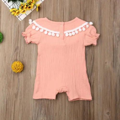 Ummer/розовый комбинезон для новорожденных девочек однотонный с бахромой в виде