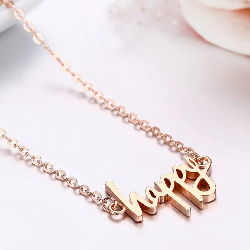 Подвеска с надписью Happy Charm короткое колье чокер для женщин девушек лучших друзей