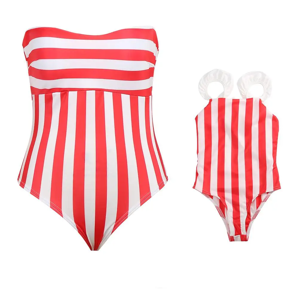 Женский Детский сексуальный купальный костюм без бретелек с принтом в полоску
