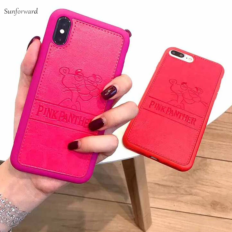 Чехол с мышкой для iPhone XS MAX XR X 7 8 Plus 6 S 5 5S 5SE чехлы из кожи Розовая пантера