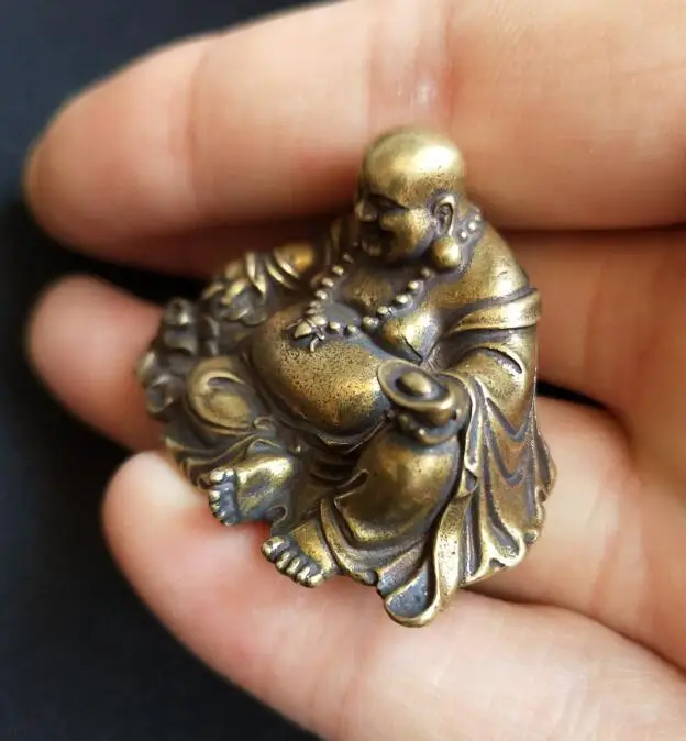Китайская маленькая статуя Будды maitreya из чистой латуни | Дом и сад