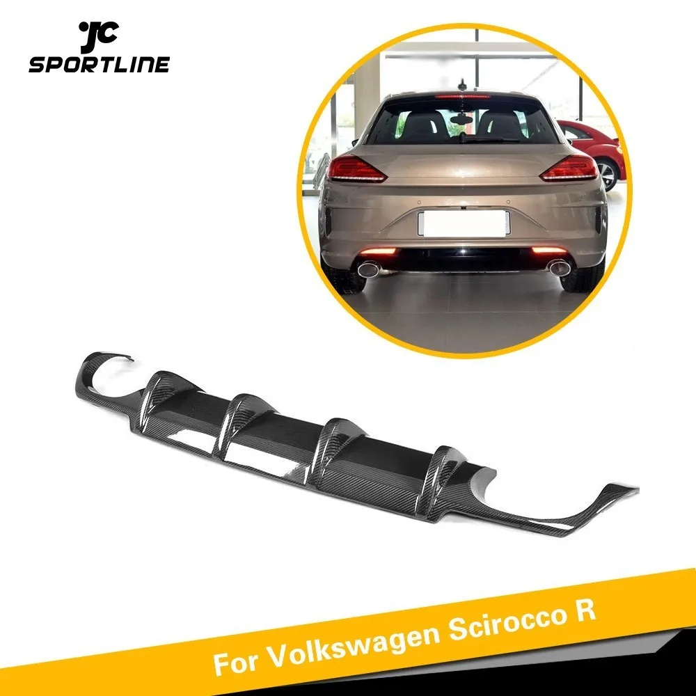 Диффузор для 2015 2018 Volkswagen VW Scirocco R R20 бампер из углеродного волокна задний диффузор