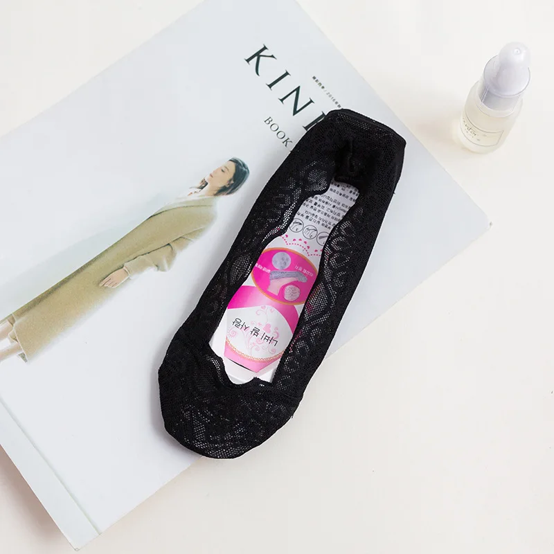 

Summer women girl Silica Gel Lace Boat Socks Invisible Cotton Sole Non-slip Antiskid Slippers Anti-Slip Sock 1pair=2pcs ws7411