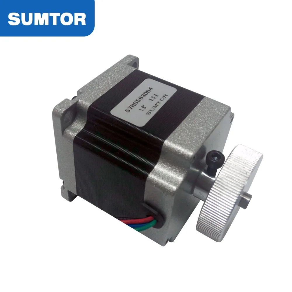 

6.35/8mm diameter hand wheel with nema 23 stepper motor 56mm motor body length 1.2N.m holding torque