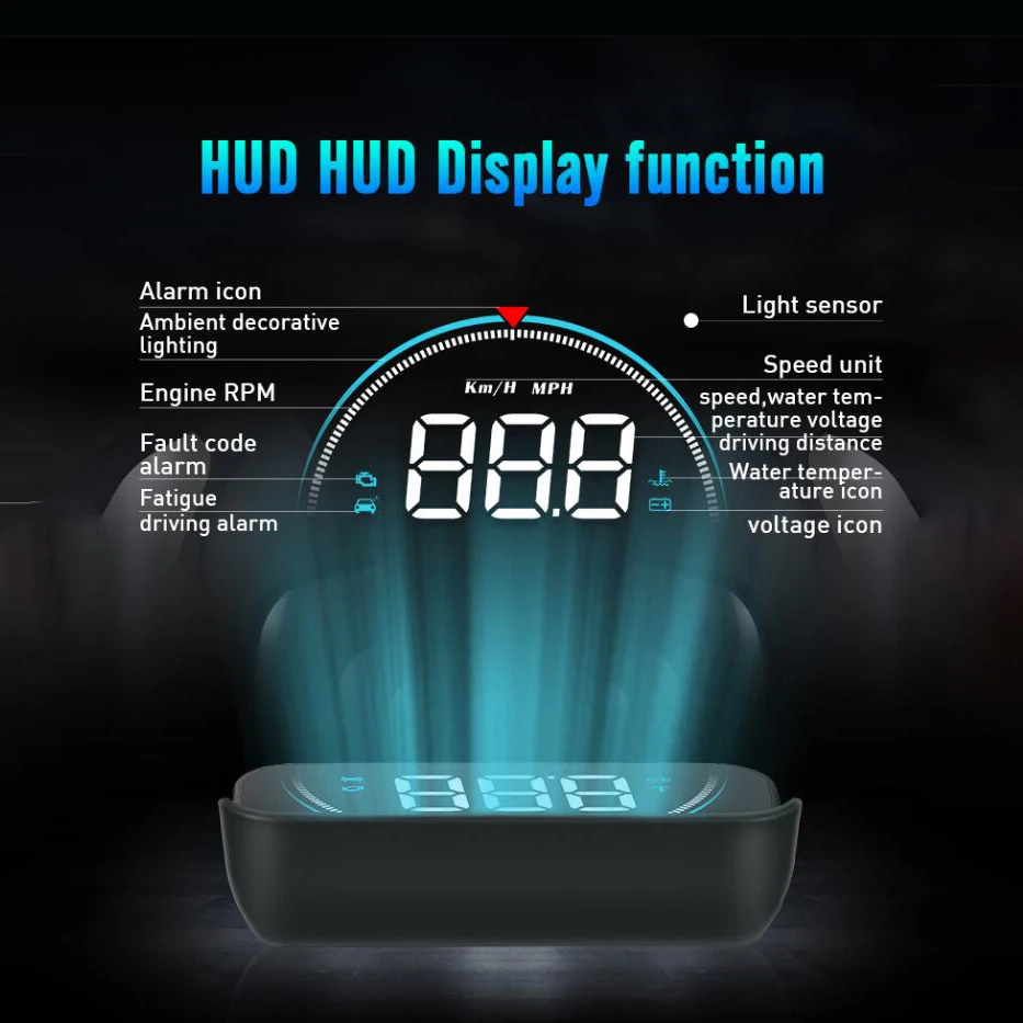 3.5inch Universal Car Head Up Display Hud Obd Ii Obd2 Mph/ Km/H Speeding Warning Digital Speedometer Fuel Consumption | Автомобили и