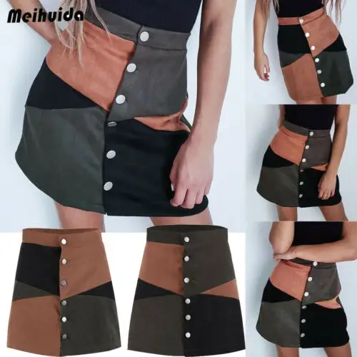 Осенне зимняя Дамская обувь Высокая талия короткая юбка Повседневное