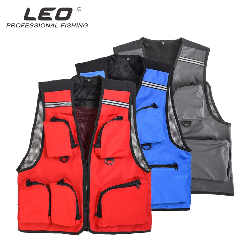 LEO Summer Fishing Vest Outdoor Sport Photography Clothing with 5 Pocket Quick Dry Breathable ClothesDrop Shipping |