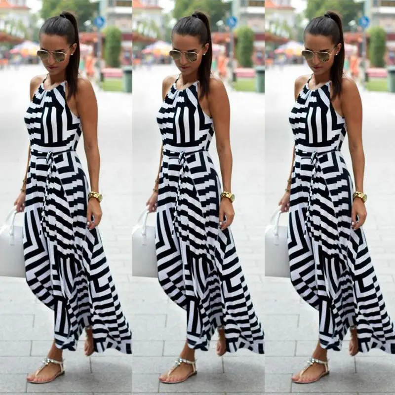 Fashion Women Bohemian Sleeveless Long Maxi Dresses Summer Evening Party Dress Casual Loose Holiday Beach Sundress Hot | Женская одежда