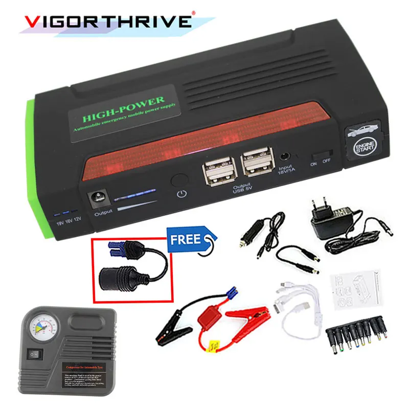 Car power bank 12V Mini Emergency Muti-function Portable battery charger jump starter Booster with pump External Rechargeable | Автомобили