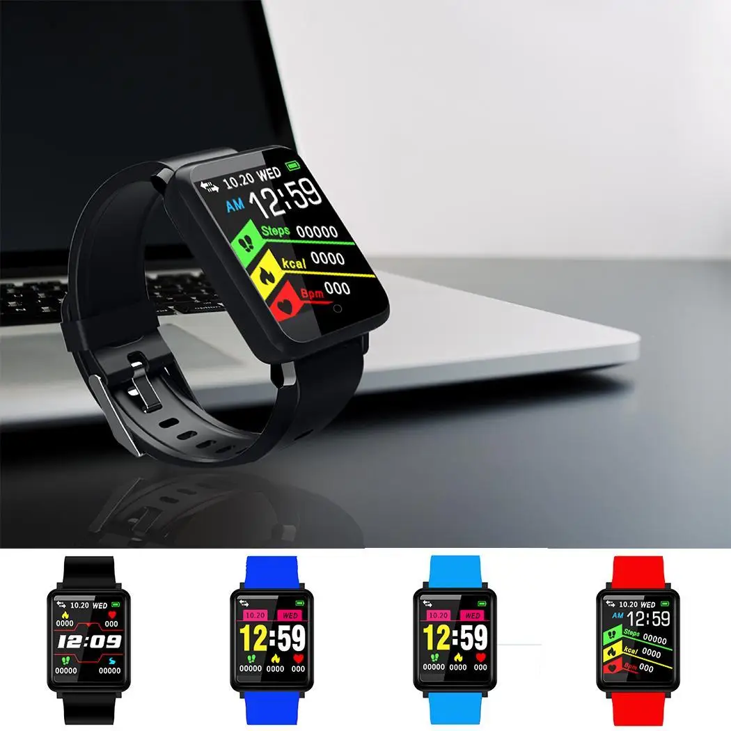 Unisex Casual Square Shape Waterproof LCD Screen Buckle IP67 230mAh USB 2.0 User Manual Closure Smart Watch | Электроника