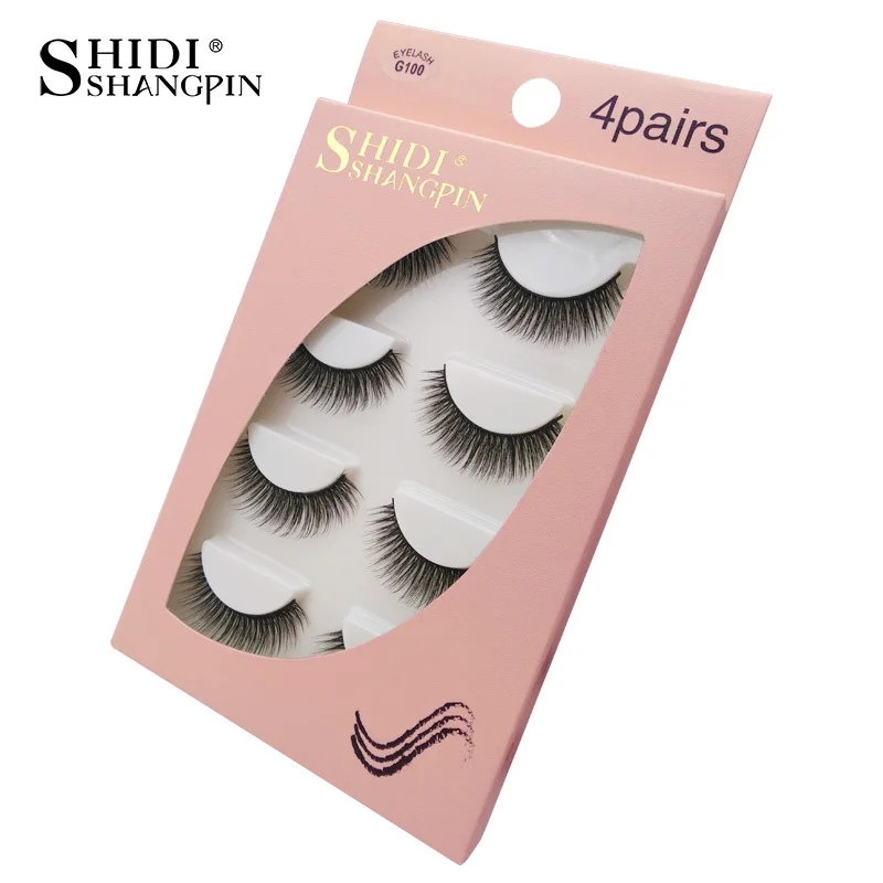 Shidishangpin 4 пары cilis ресницы норки 3d накладные натуральные Make Up полосы норка