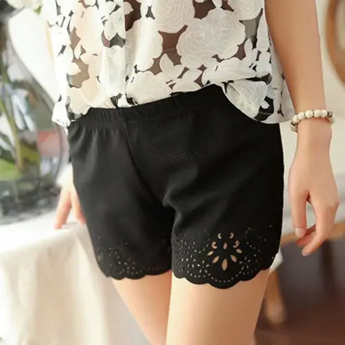 

Summer Shorts 2019 New Women Solid White+Black Elastic High Waist Casual Hot Shorts Summer Mini Shorts