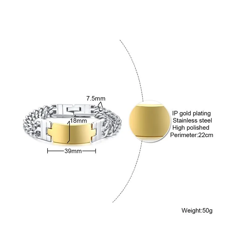 Vnox основные мужские ID цепи браслеты из нержавеющей стали запястье pulsera masculina 8