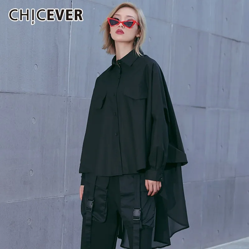 CHICEVER Весна Для женщин топы женские блузки с лацканами длинным рукавом