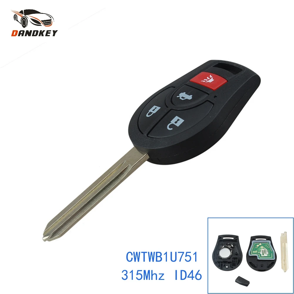 Dandkey 4 кнопки CWTWB1U751 315 МГц с чипом ID46 Fob для Nissan Rogue 2008 2014 Versa 2012 умный дистанционный
