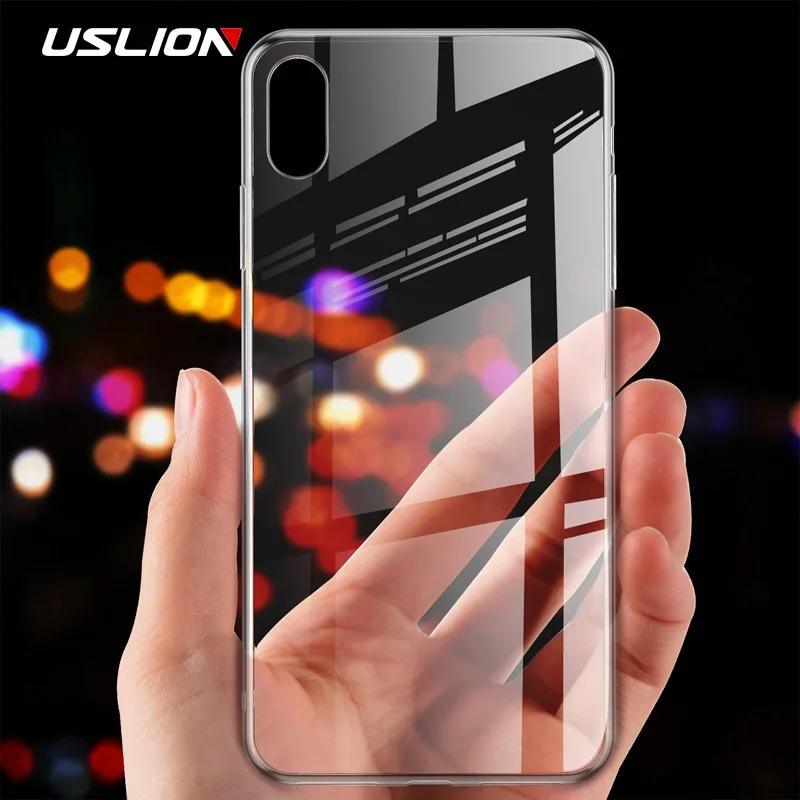 USLION Ultra Thin Clear Silicone Case for iPhone XS XR Xs Max X Transparent Phone Cases 6 6S 8 7 Plus Soft TPU Cover |