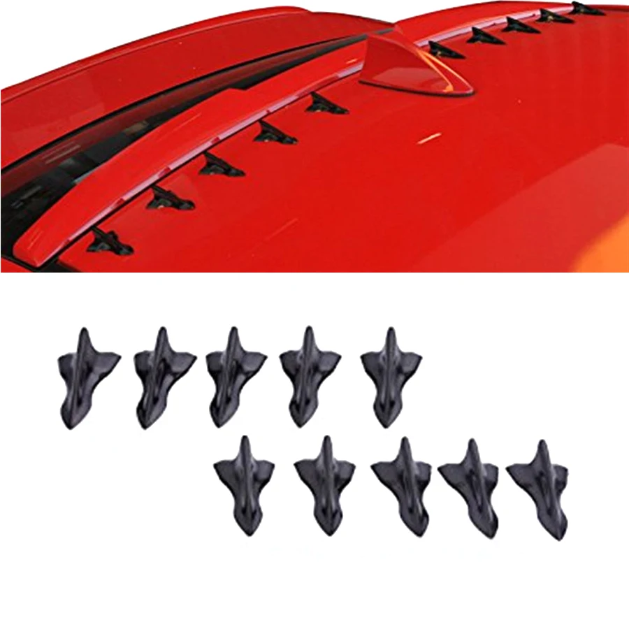 

Universal 10 Pcs 3D Shark Fin Jet Rear Roof Wing Spoiler Diffuser Jet Style Black Vortex Generator Increases Downforce