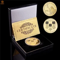 usa national monument novelty statue of liberty in god we trust gold token challenge coin collection gift wluxury box