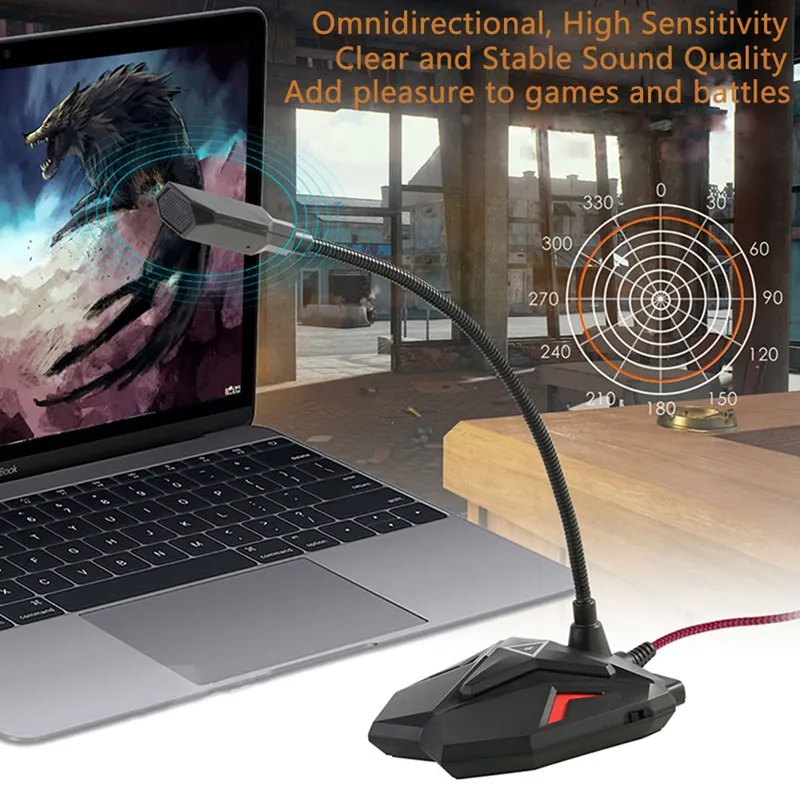 Профессиональный Usb игровой микрофон для компьютера Настольный конденсаторный