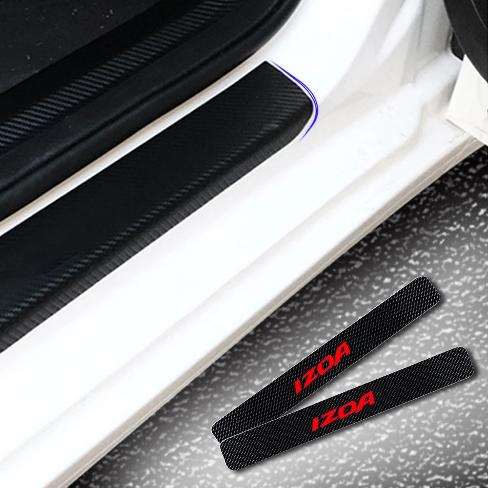 Auto Part 4D Carbon Fiber Vinyl Stickers For Toyota IZOA Car Door Sill Guard Threshold Scuff Plate Accessories 4Pcs | Автомобили и
