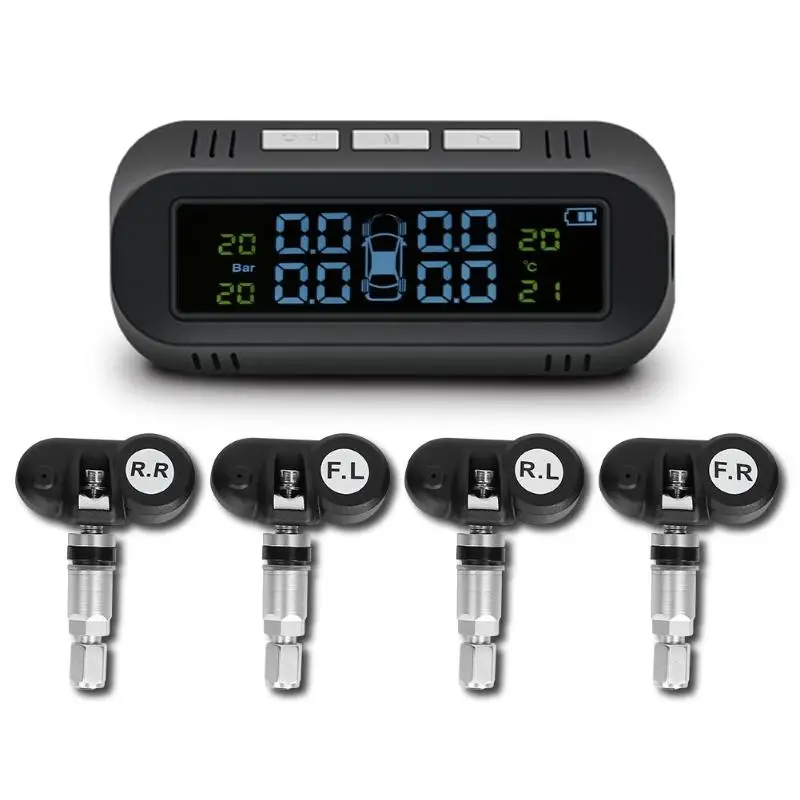 ABS солнечная + USB автомобильная TPMS система контроля давления в шинах 4 внутренних