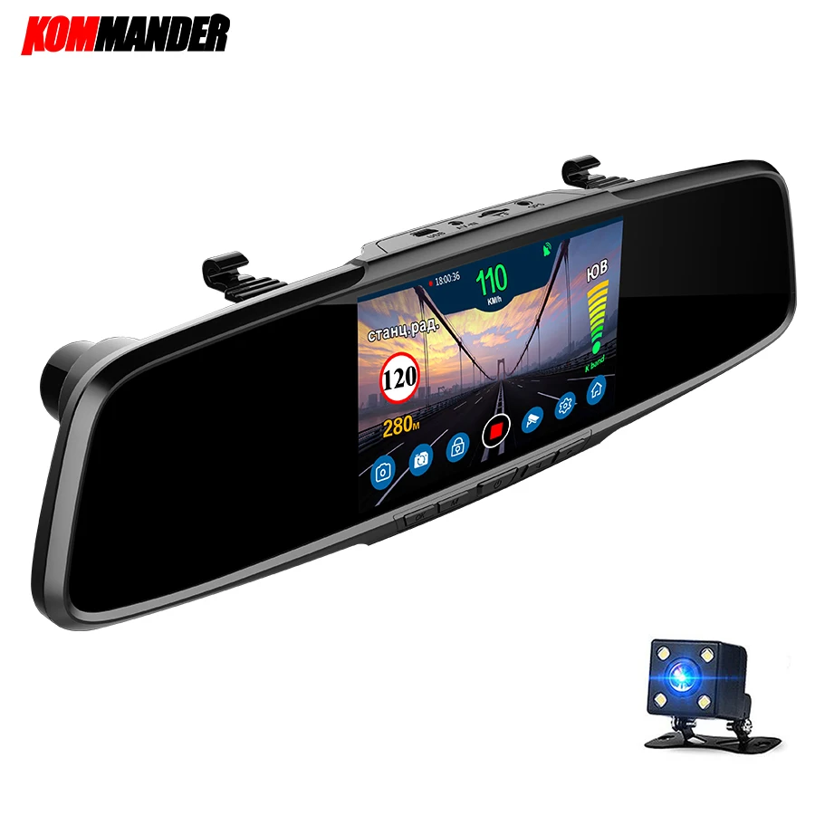 Командир Зеркало Радар Детектор Anti CAR с GPS 3 в 1 DVR Полное HD 1080P Записывающая Камера Обзор заднего вида для России.