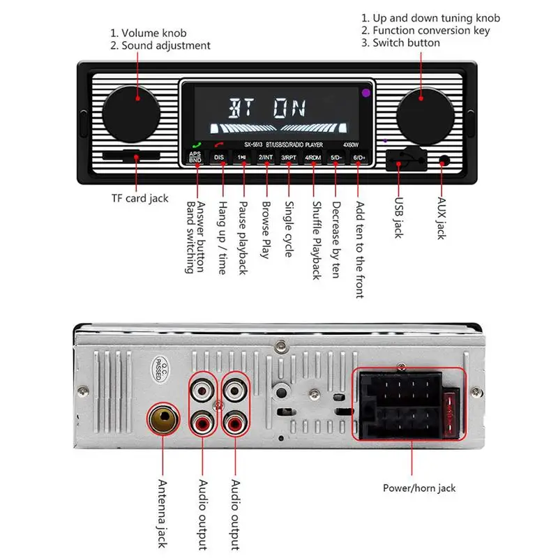DC 12V Bluetooth стерео аудио 1DIN плеер In Dash FM MP3 радио с AUX IN SD USB|Автомобильные