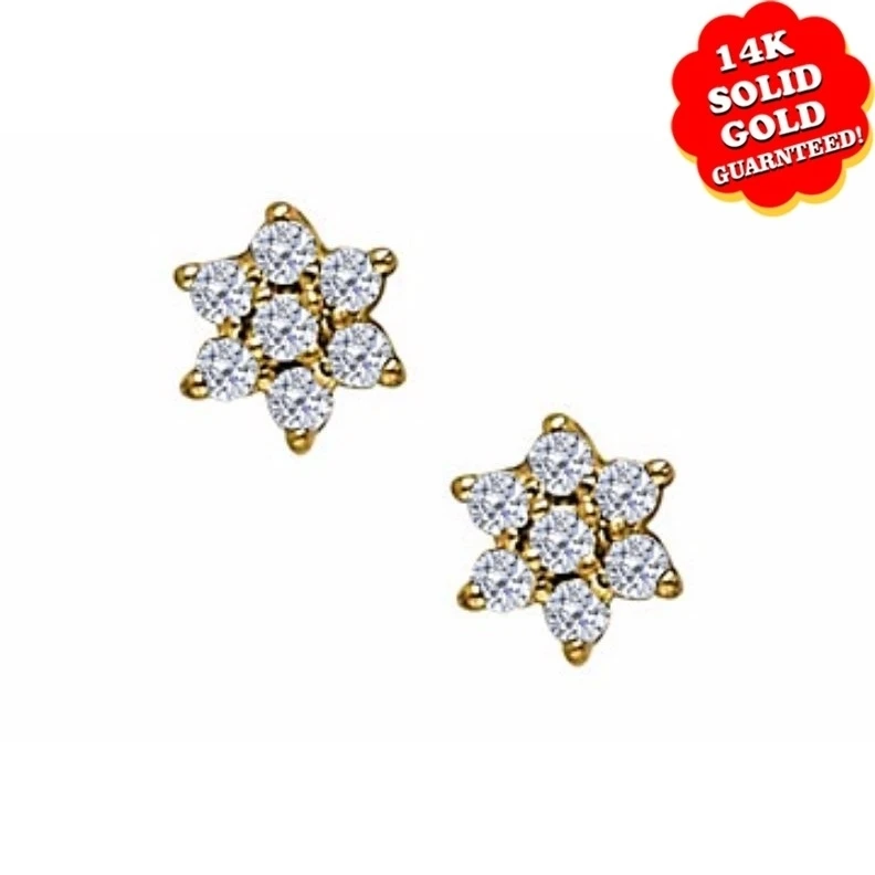 0 75 Ct круглая огранка кубический цирконий серьги гроздья в 14 K желтое