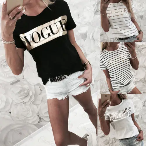 Женская блузка с коротким рукавом и круглым вырезом свободного покроя | одежда