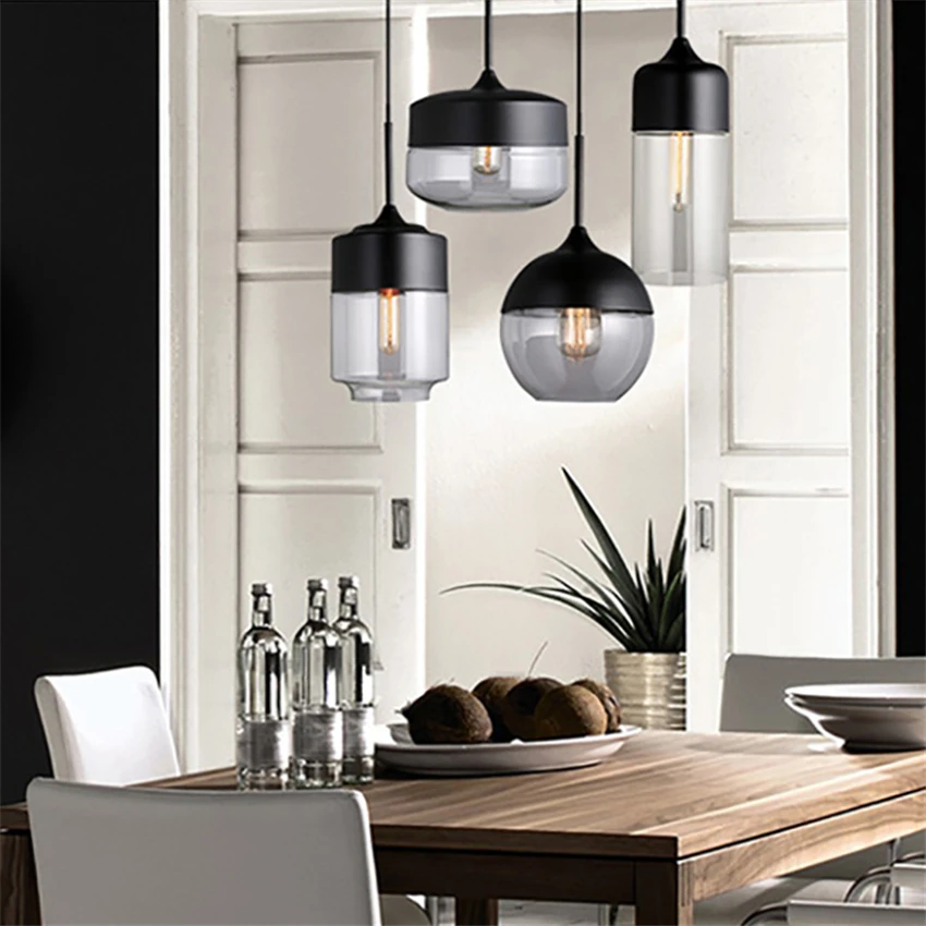 Modern LED Pendant Lights Clear Glass Lampshade Loft Lamps E27 110- 220V Dinning Room Home Deco Lighting Fixtures Avize | Лампы и
