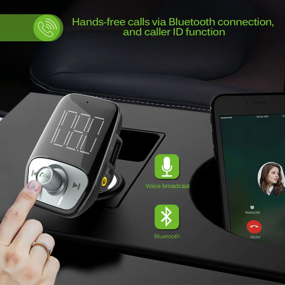Bluetooth FM передатчик Handsfree MP3 плеер Радио музыкальный модулятор 2 USB зарядное