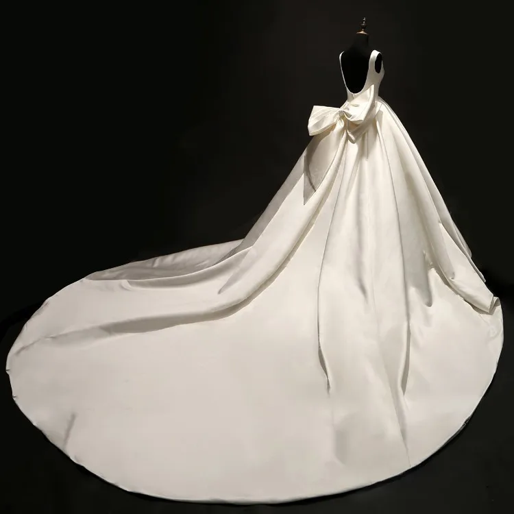 Винтажное сатиновое платье vivian's bridal 2018 бальное оверсайз с бантом сексуальное