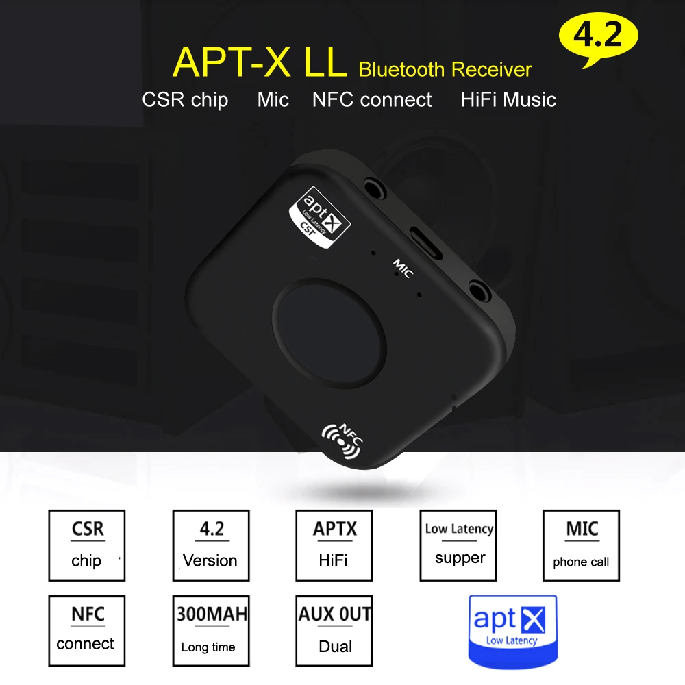 B7 PLUS Bluetooth приемник 4 2 APT X NFC CVC6.0 двойной AUX беспроводной стерео аудио адаптер с