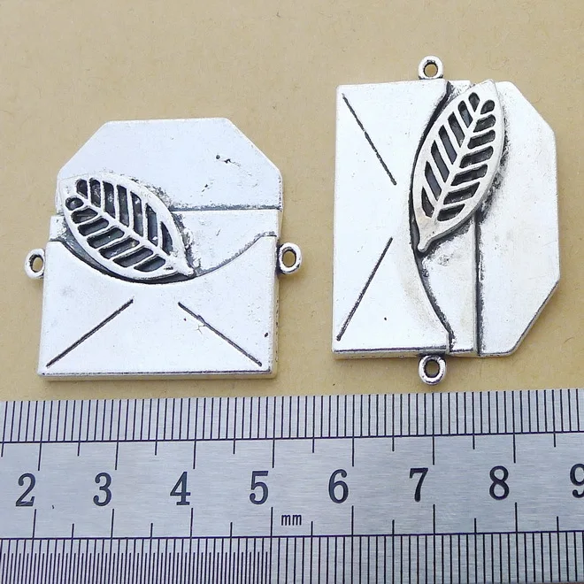 

20pcs Exquisite feather letter Connector charms 37*28mm pendants Antique silver bag Handmade earring bracelet necklace anklet